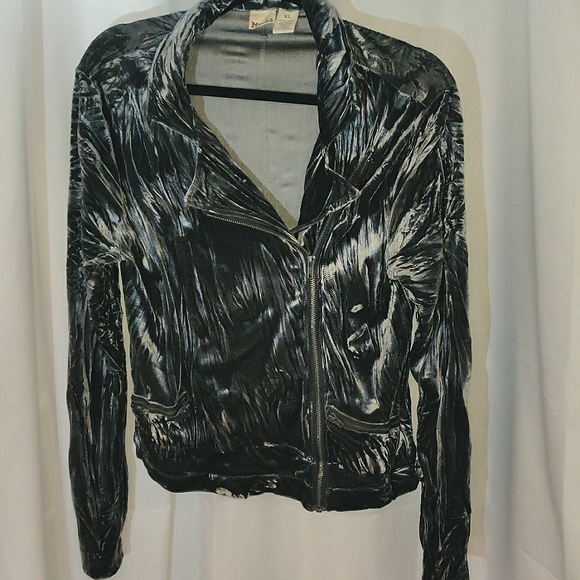 Mudd Gray Stretch Velvet Zip detail jacket, XL - Picture 1 of 8